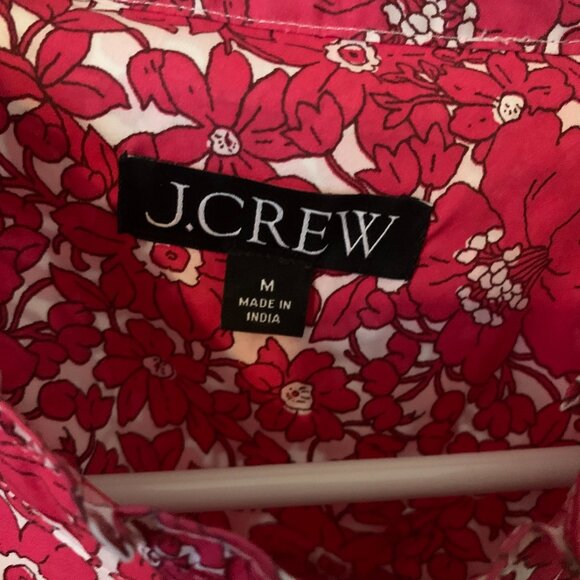 Women's J.Crew Size M Button-front Ruffleneck Popover in Blushing Meadow Cotton - Picture 4 of 5